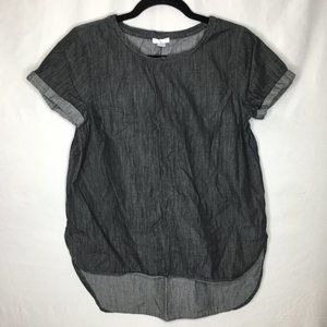 BP high low chambray short sleeve blouse size S X5